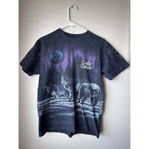 Vintage 1991 San Segal Lake Tahoe Wolf Pack T-Shirt Size Medium All Over Print